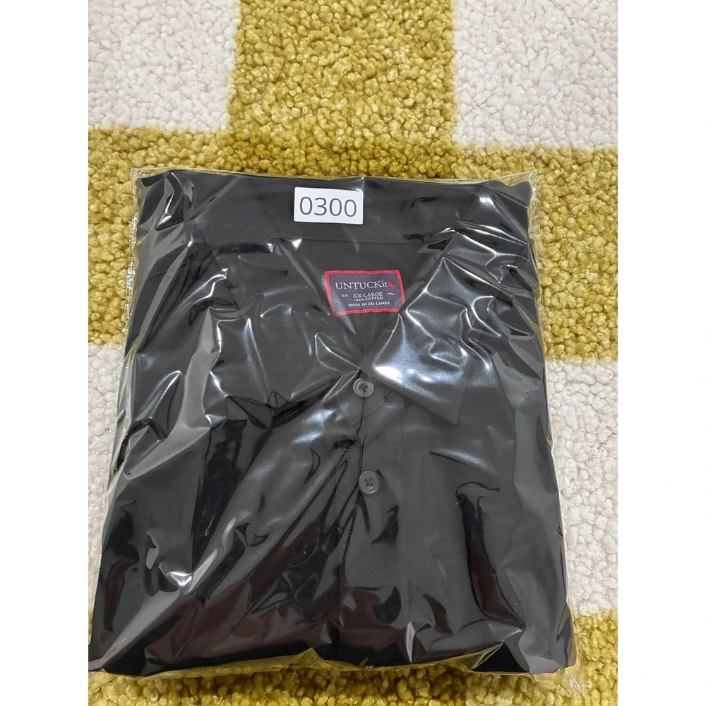 UNTUCKit Mens XXL Black Cotton Long Sleeve Button‎ Down Shirt Chest Pocket